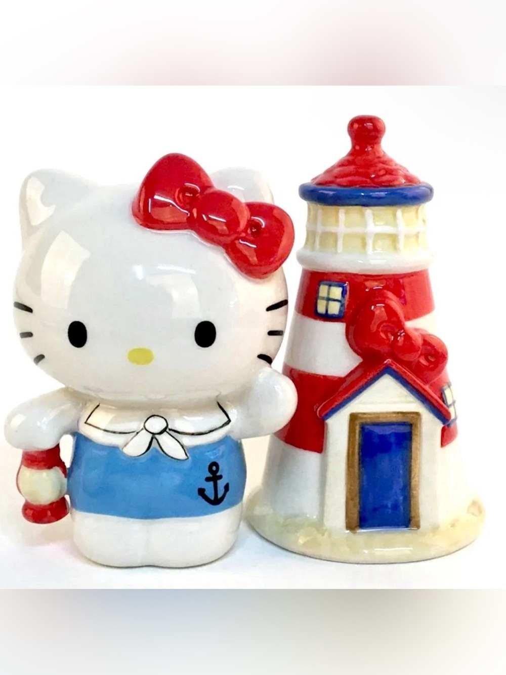 Sanrio Hello Kitty Nautical Ceramic Salt & Pepper Shaker Set - Red, White, Blue